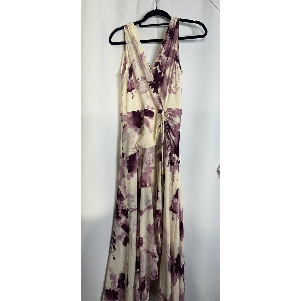 Donna Karan New York Chiffon Floral Faux-Wrap Midi Dress size 6 - Picture 2 of 10